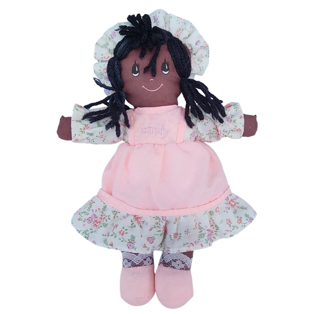 Vintage Cuddle Wit African American Candy Rag Doll Plush Babydoll Lovey RARE HTF